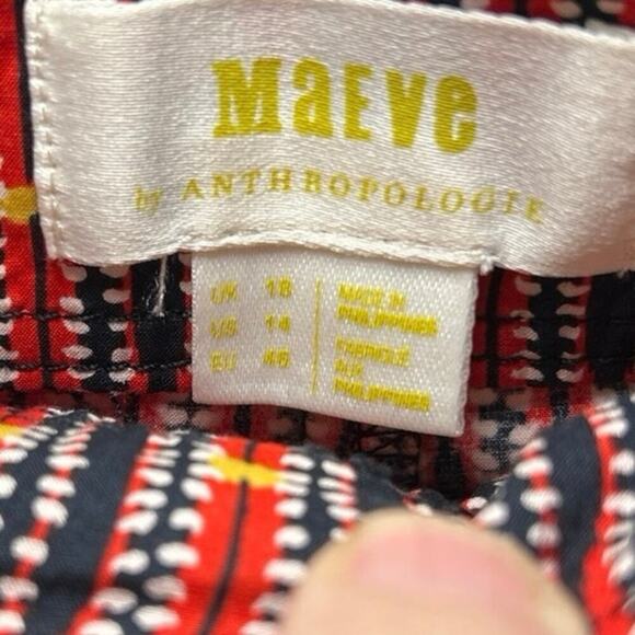 Maeve By Anthropologie Women’s Abstract City Cuffed Shorts Red/Blue Size 14 - Picture 6 of 6